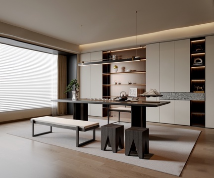  现代茶室3d模型 