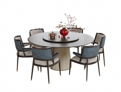  新中式餐桌椅3d模型 