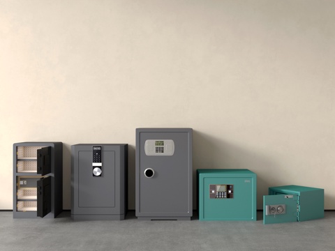 现代保险柜 密码箱 保险箱 智能柜 安全柜 现金柜su模型