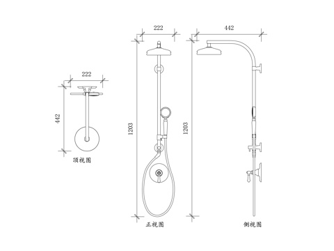 淋浴龙头 淋浴喷头 沐浴花洒 淋雨套装 淋浴器套装cad施工图