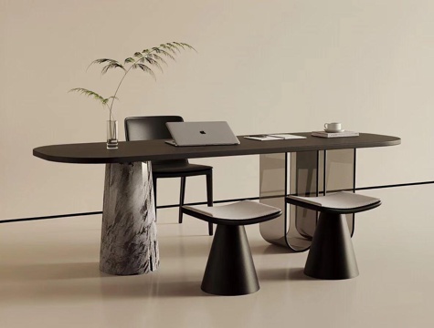  现代书桌椅3d模型 