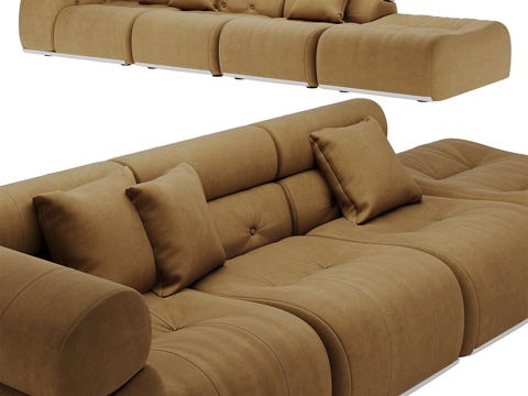 现代皮质多人沙发su模型