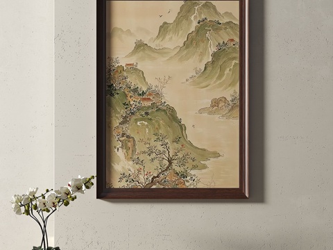  中古，复古，装饰画3d模型 