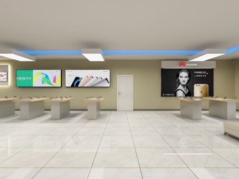 现代手机店 电信营业厅 展厅3d模型 