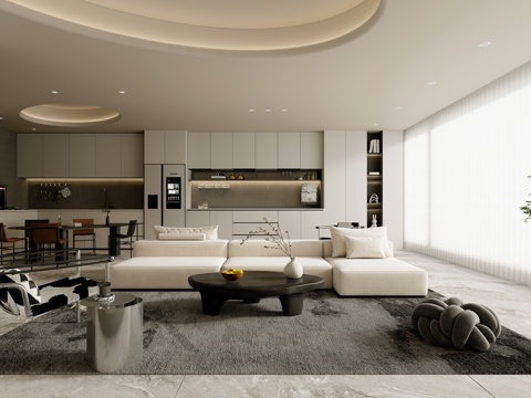  现代客餐厅3d模型 