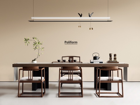  新中式茶桌椅3d模型 