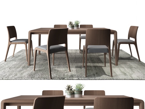  北欧餐桌3d模型 