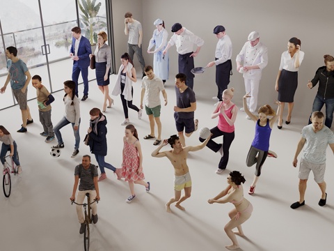  人物组合 多人 男人 女人3d模型 