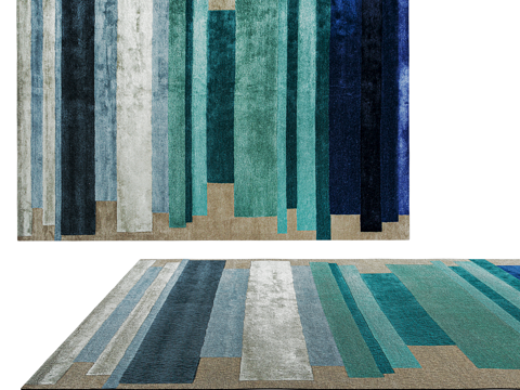  现代简约地毯 地毯  客厅地毯 多边形地毯 造型地毯3d模型 