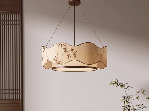 新中式吊灯 餐厅吊灯 茶室吊灯su模型