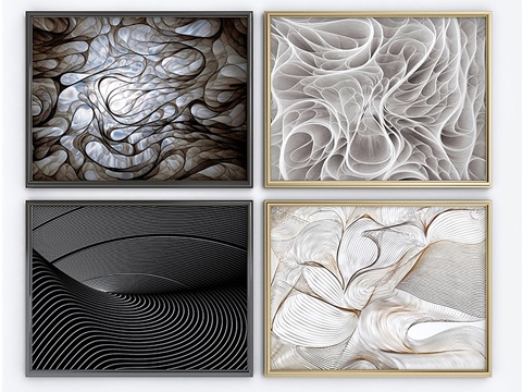  现代新中式装饰挂画组合3d模型 