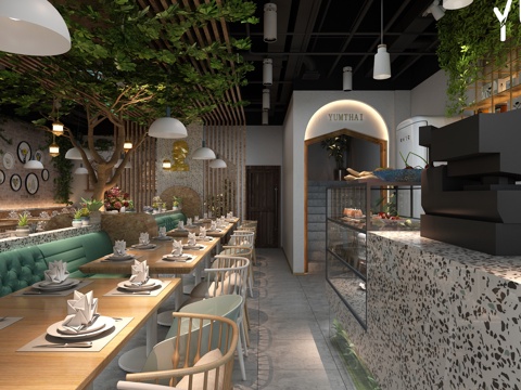  北欧 餐厅3d模型 