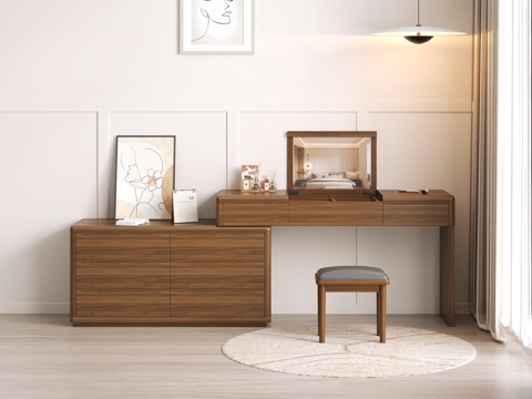  现代风格家具梳妆台  灯光齐全3d模型 