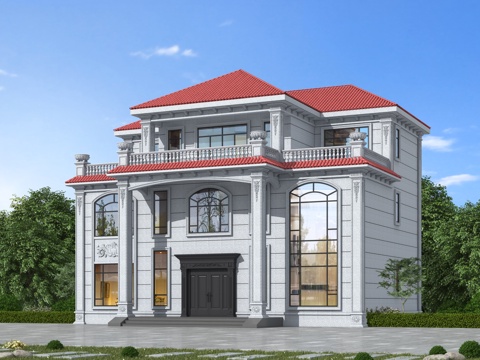  欧式独栋别墅3d模型 