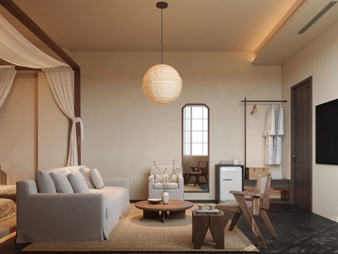 侘寂风卧室su模型