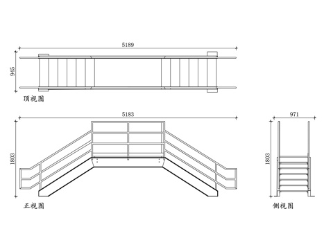 跨越楼梯 交叉楼梯 过障平台梯 工业跨梯 天桥式楼梯cad施工图