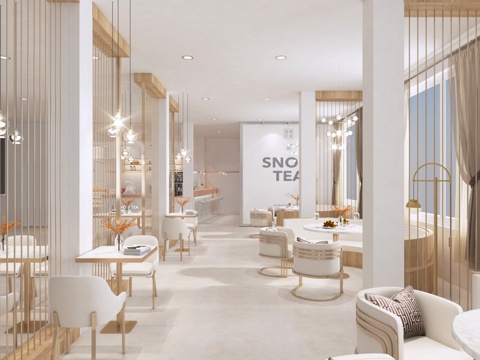  现代简约西餐厅3d模型 