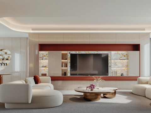  现代轻奢客厅3d模型 