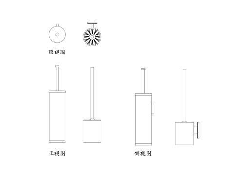 马桶清洁刷 洁厕刷 坐便器刷 厕所刷 卫浴刷cad施工图