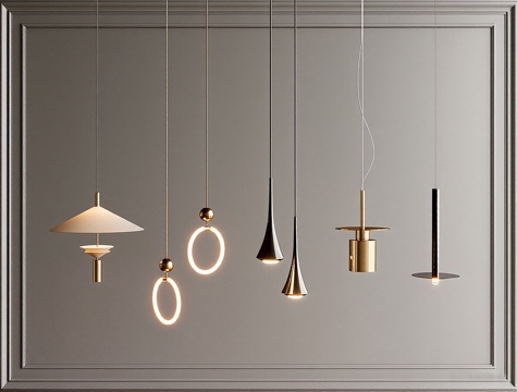  现代金属小吊灯3d模型 