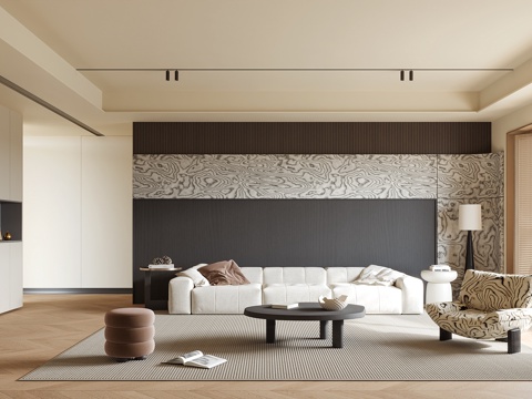 现代意式客厅su模型