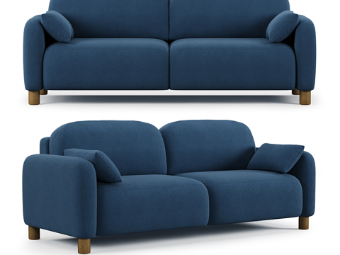  现代简约双人沙发 双人沙发 简约沙发 客厅沙发 抱枕  绿色3d模型 