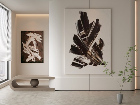  极简侘寂风抽象挂画3d模型 