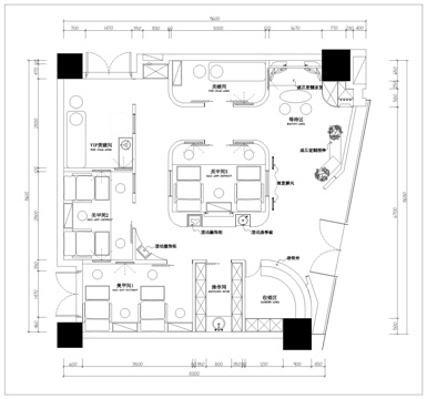 高档美甲美瞳 美容店  最新平面施工图设计cad施工图