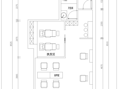 高档美发美甲美瞳 美容店  最新平面施工图设计cad施工图