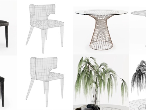  现代餐桌椅组合3d模型 