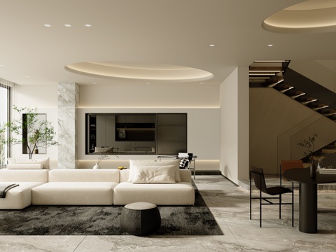  现代客餐厅3d模型 