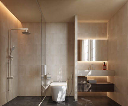  侘寂风卫生间3d模型 