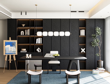  现代书房3d模型 