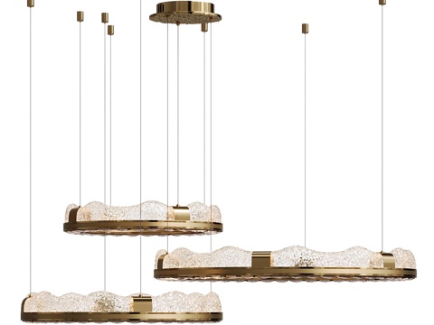  现代环形线性吊灯 餐厅吊灯 客厅吊灯 艺术吊灯3d模型 