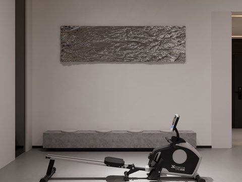  健身器材划船机su模型 