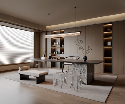  现代茶室3d模型 