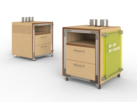  工业风边柜 多功能收纳柜 咖啡柜 铝型材柜子 中古风置物柜3d模型 