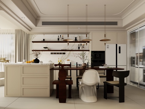  法式餐厅3d模型 