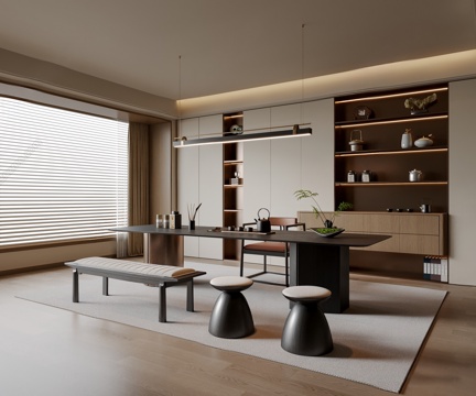  现代茶室3d模型 