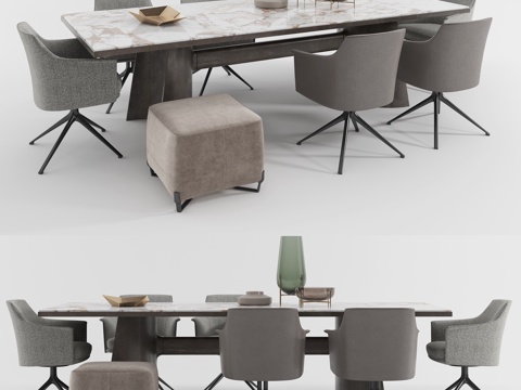  现代餐桌椅组合 会议桌椅 会议桌 办公椅 休闲椅 单人椅3d模型 