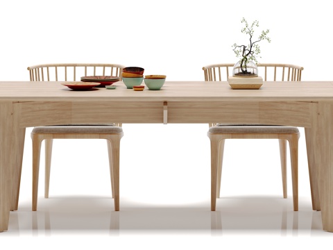  北欧餐桌椅子摆件组合3d模型 