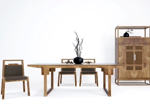  新中式餐厅桌子3d模型 