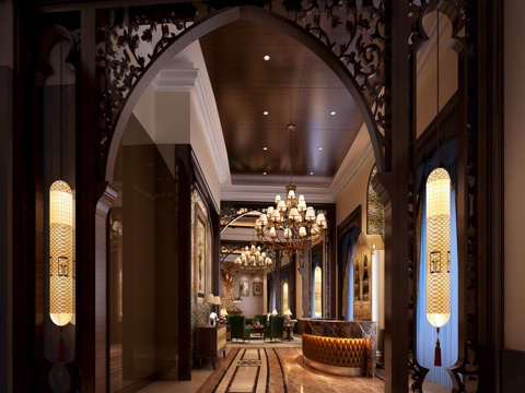  中式门厅 会客区3d模型 