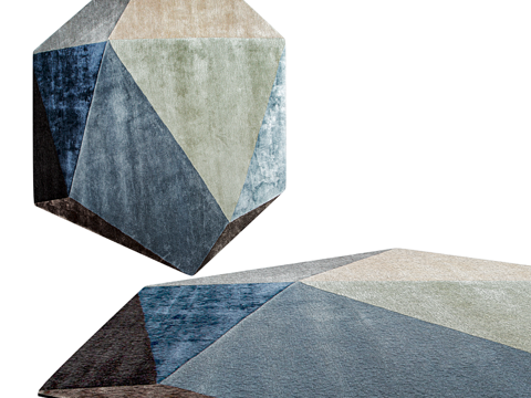  现代简约地毯 地毯  客厅地毯 多边形地毯 造型地毯3d模型 