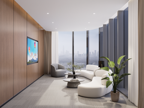 现代洽谈室 休息室su模型