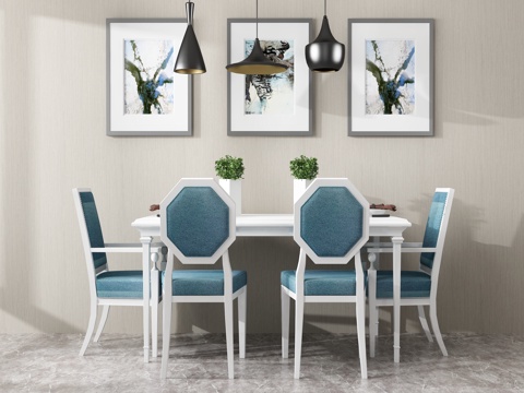  现代餐桌椅组合3d模型 