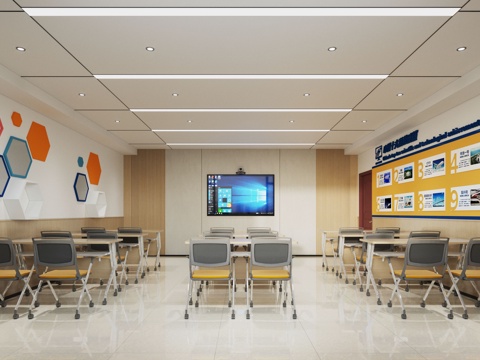  现代会议室 培训室3d模型 