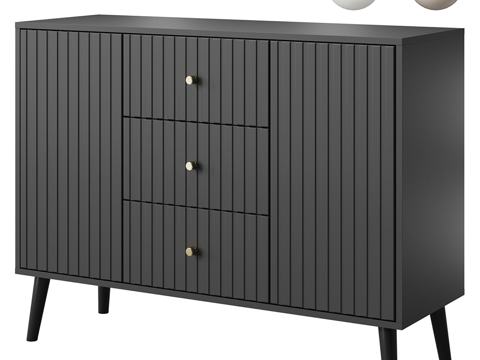  现代简约装饰边柜 边柜 简约边柜 黑色边柜3d模型 