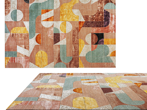  现代简约地毯 地毯 简约地毯 方形地毯 多边形地毯3d模型 