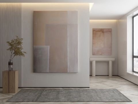  极简侘寂风抽象挂画3d模型 